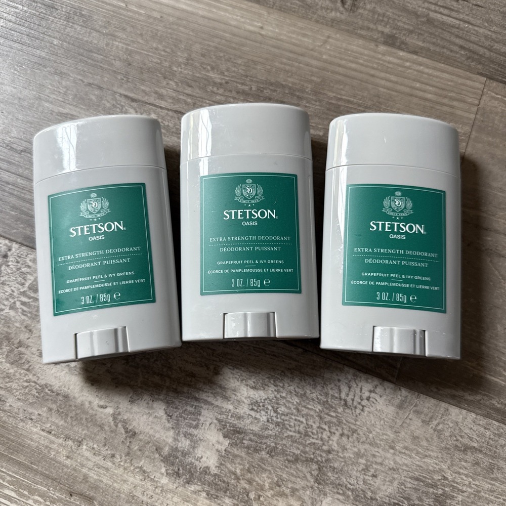 Stetson Men's Deodorant Extra Strength Aluminum Free Oasis Scent 3 oz.(LOT OF 3)